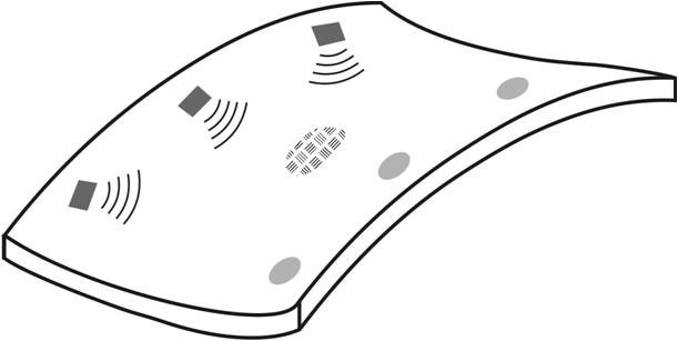 Sender und Detektoren auf einer Faserverbundplatte